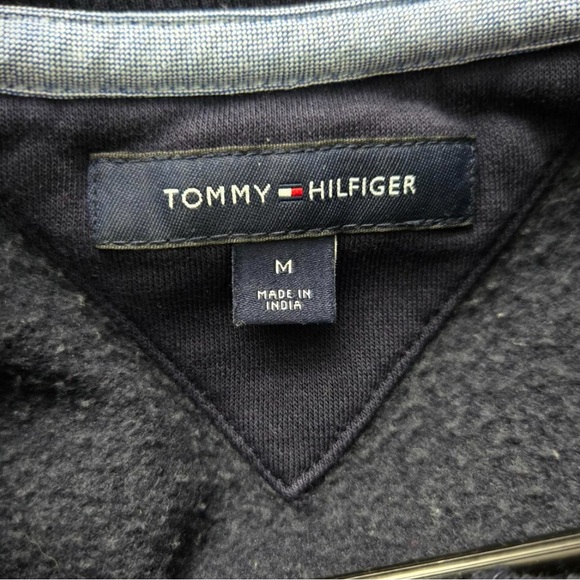 Tommy Hilfiger Sweatshirt M Navy Pullover Crewneck Logo Fleece Casual EUC Unisex - Picture 5 of 5